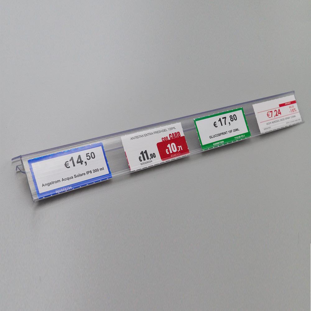 Profilo a incastro porta-etichette h 4 cm per mensole 6-10 mm 50 pz